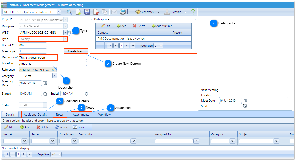 Creating New Minutes of Meeting