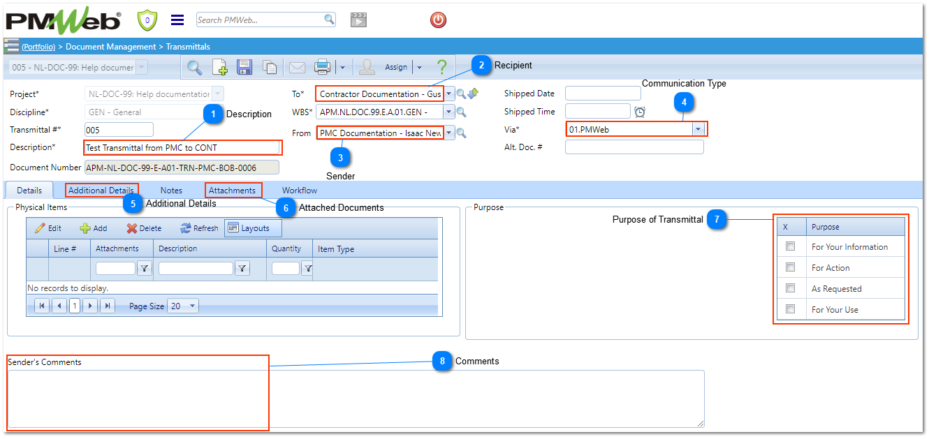 Creating New Transmittal